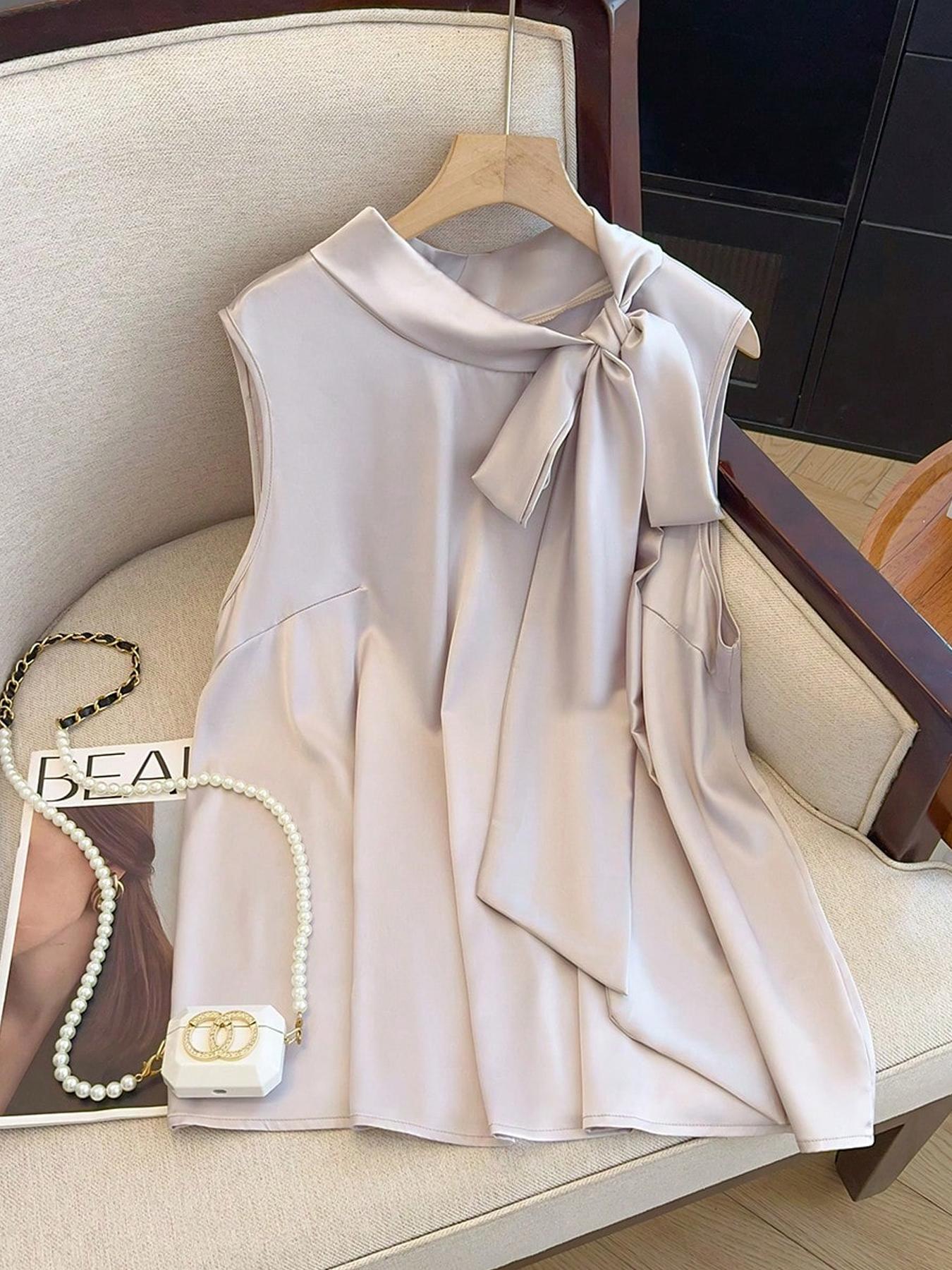 Summer Clothing Plus Size - 【Plus Size】 Solid Color Tie Front