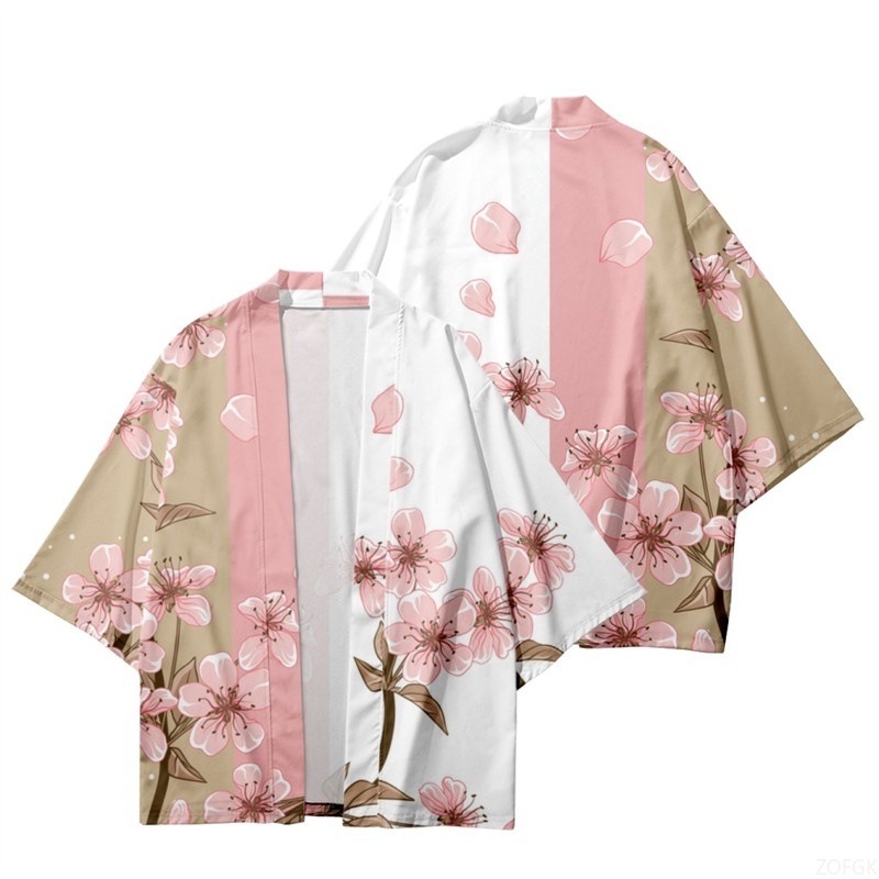 Beach Shirt Hawaiian - Summer Women Flower Print Kimono Men