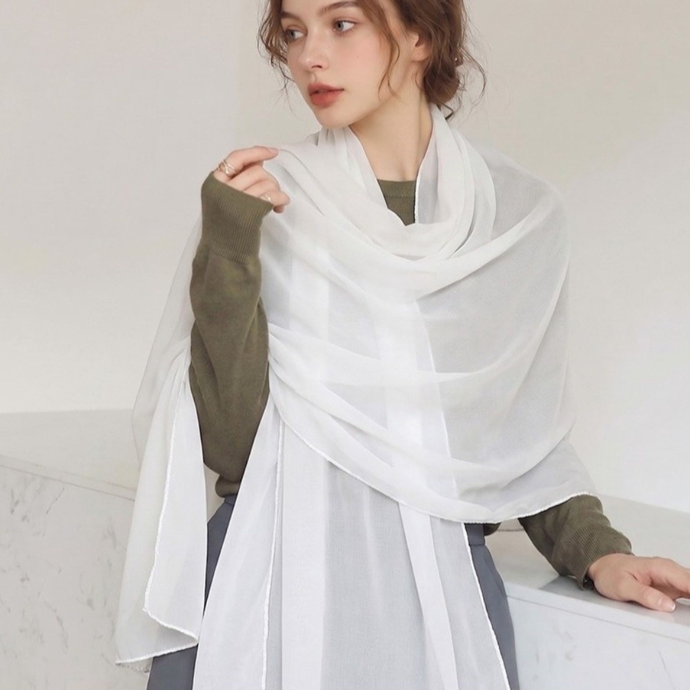 Solid Color Thin Shawl Chiffon - Sarong Pareo Wrap 评论和价格