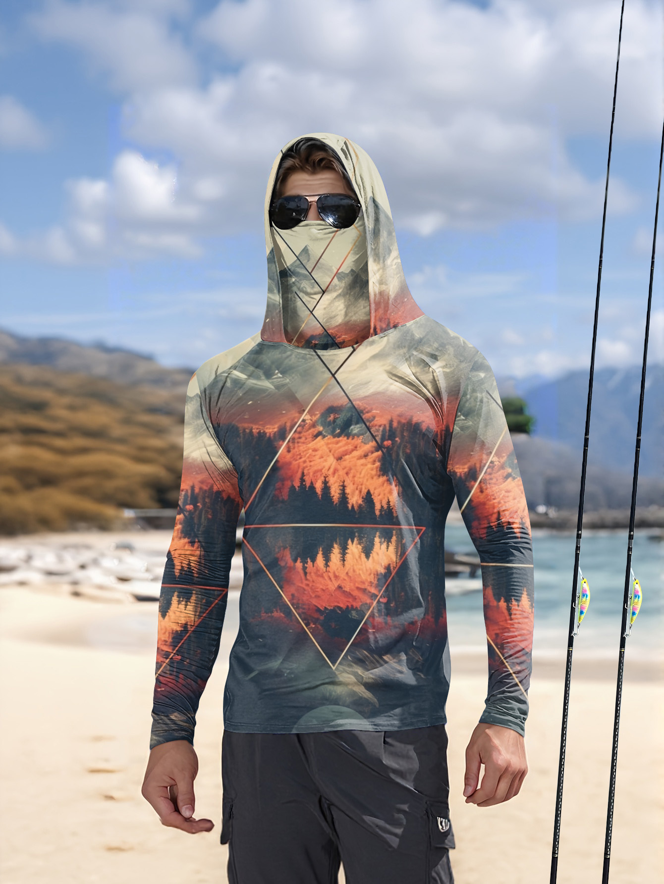 Outdoor Men's Fishing Hoodie B - Summer Clothing Long Sleeve 评论和价格
