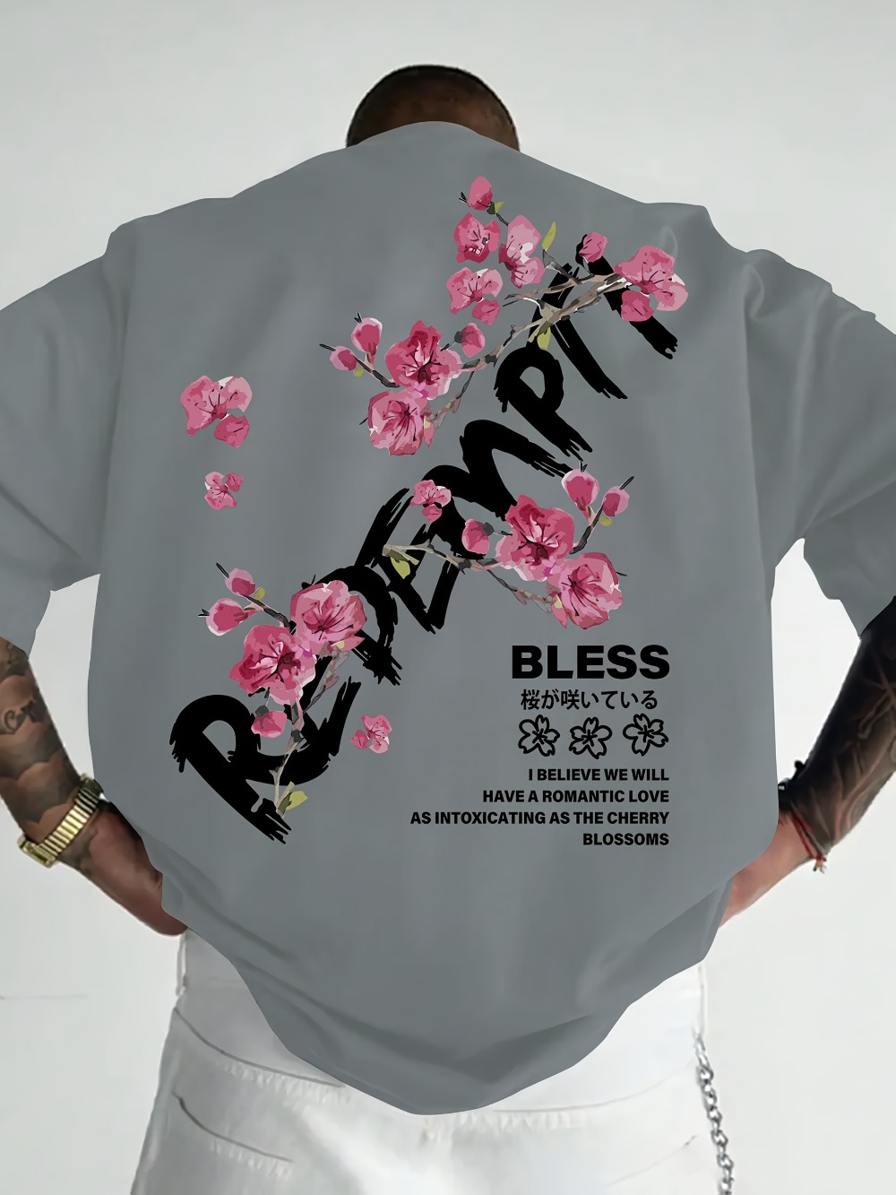 Japanese Graffiti Letter Cherr - Japanese Summer Clothing Men 评论和价格