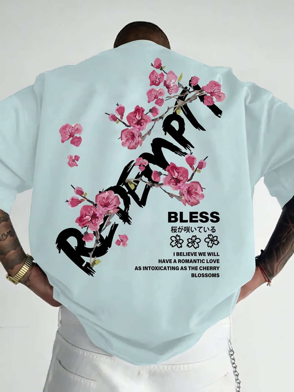 Japanese Graffiti Letter Cherr - Japanese Summer Clothing Men 评论和价格