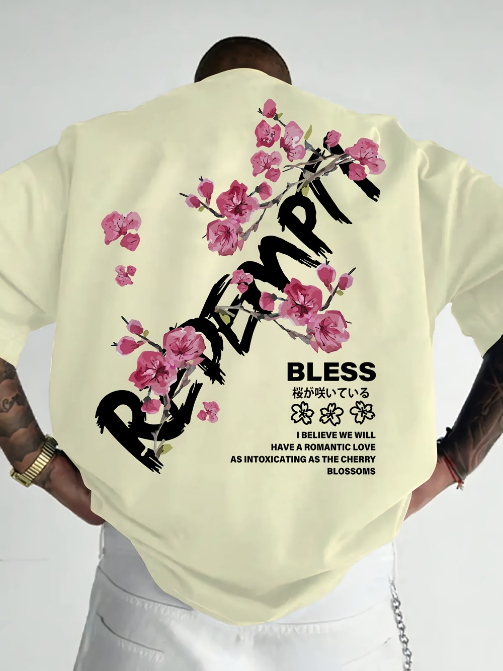Japanese Graffiti Letter Cherr - Japanese Summer Clothing Men 评论和价格