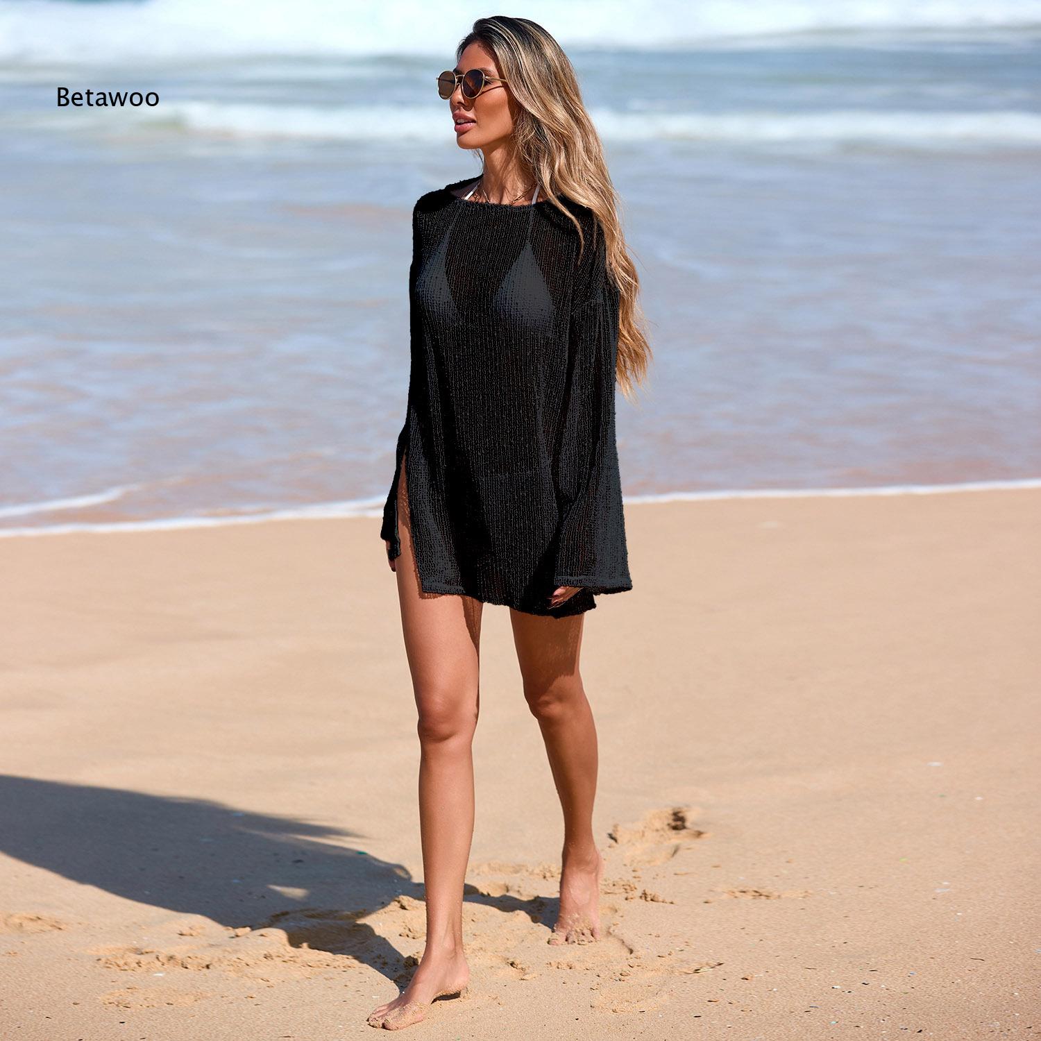 Light Blue Sheer Mesh Swim Cov - Swim Cover Up Mesh 评论和价格