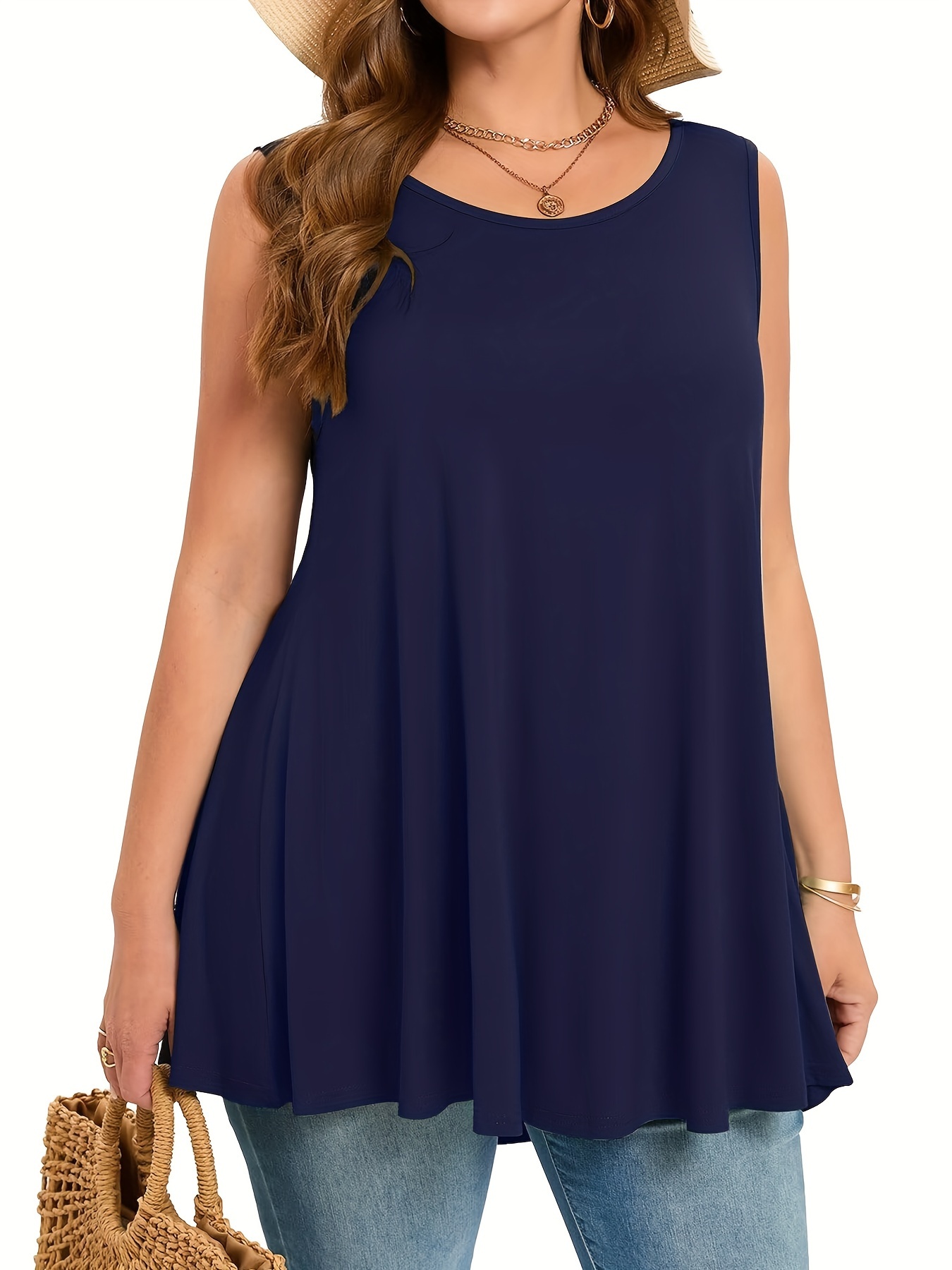Plus Size Simple Solid Tank To - Summer Clothing Plus Size 评论和价格
