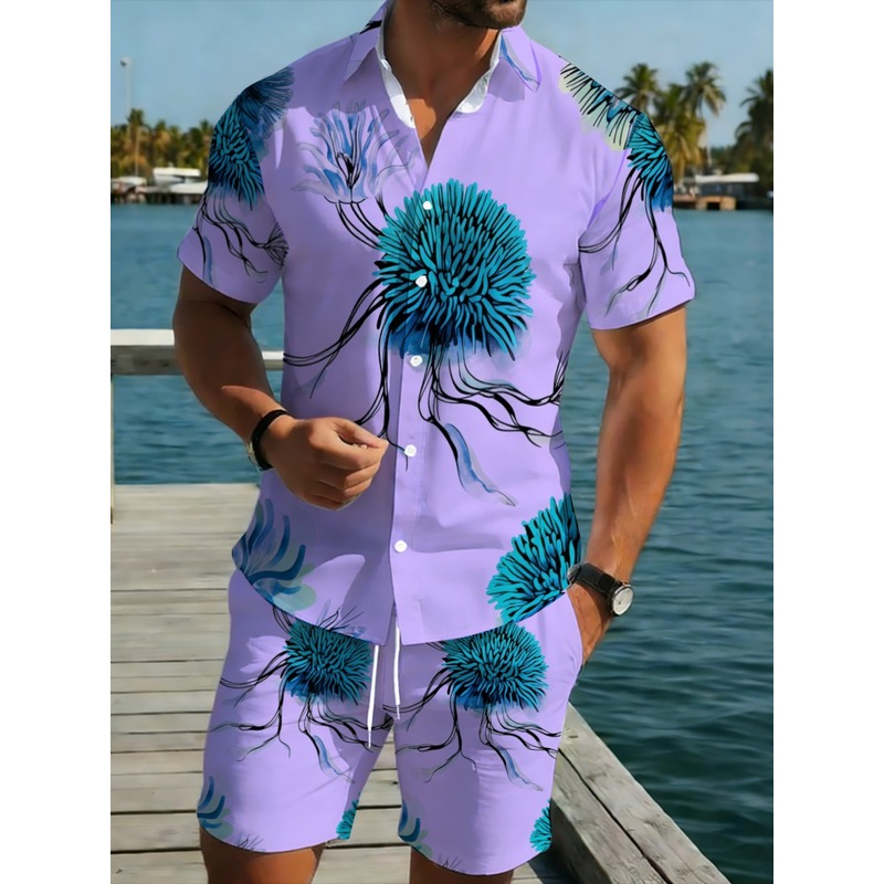 Men's Hawaiian Shirt Shorts Se - Beach Shirt Hawaiian 评论和价格