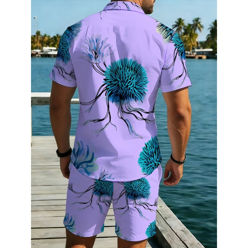 Men's Hawaiian Shirt Shorts Se - Beach Shirt Hawaiian 评论和价格