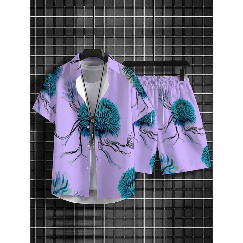 Men's Hawaiian Shirt Shorts Se - Beach Shirt Hawaiian 评论和价格