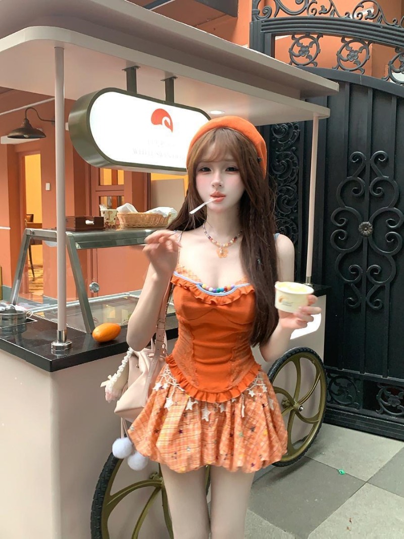 Summer New Orange Dopamine Swe - Summer Clothing Girl 评论和价格