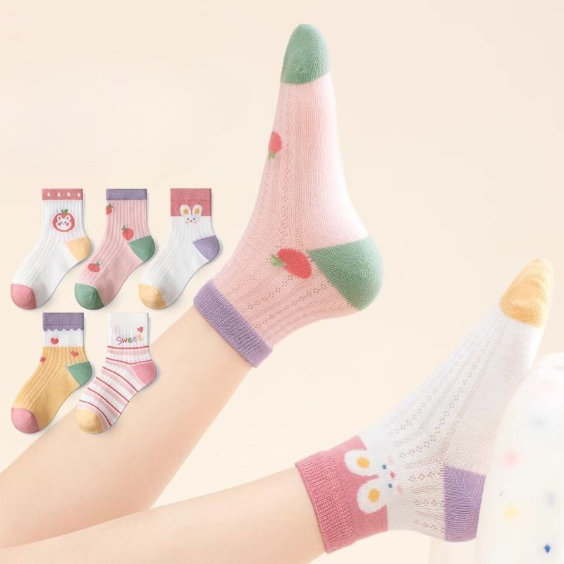 Kids Socks 5 Pairs/Lot Spring  - Summer Clothing Baby Girl 评论和价格