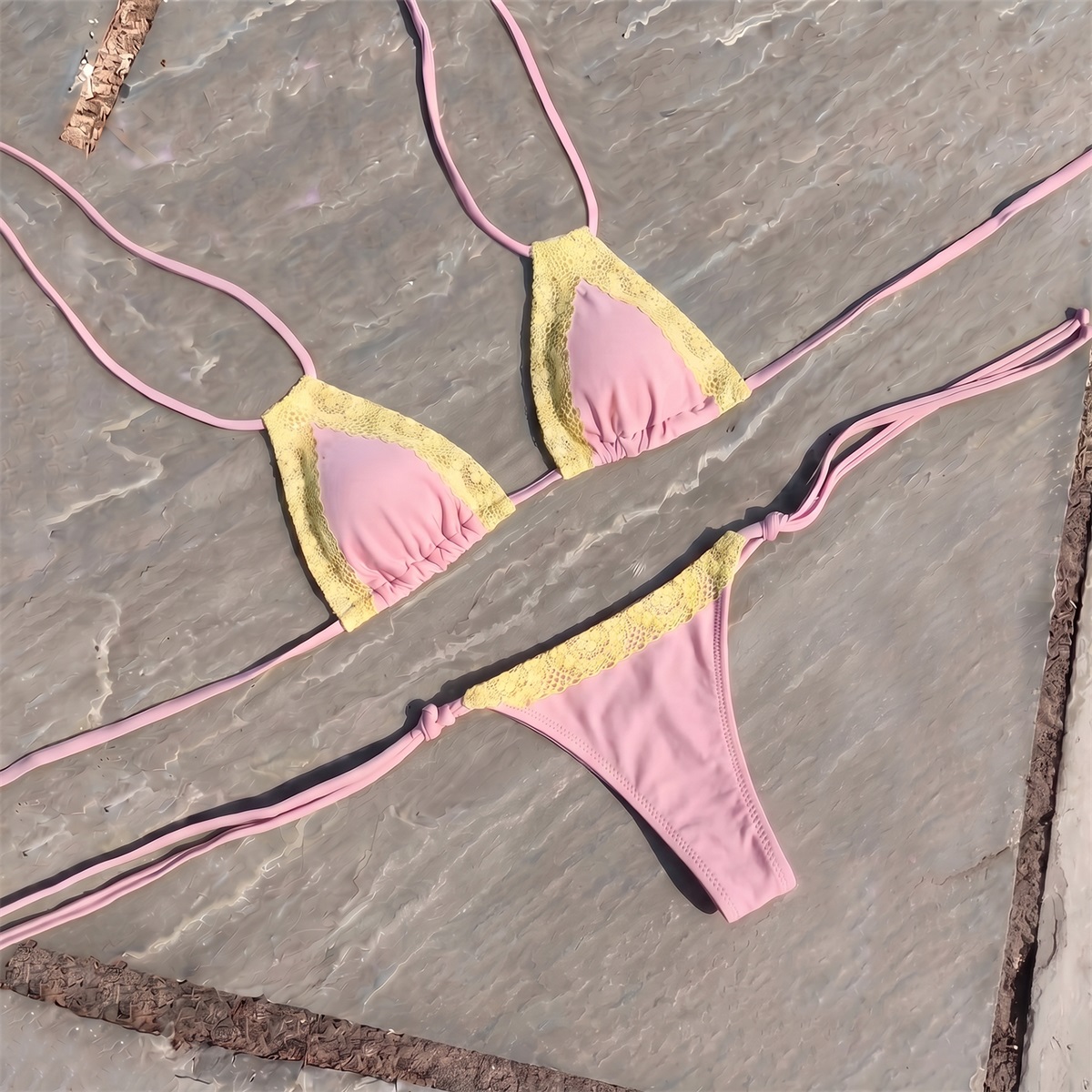Lace 3Pcs Sexy Bikini Sexy Wom - Swim Cover Up Mesh 评论和价格
