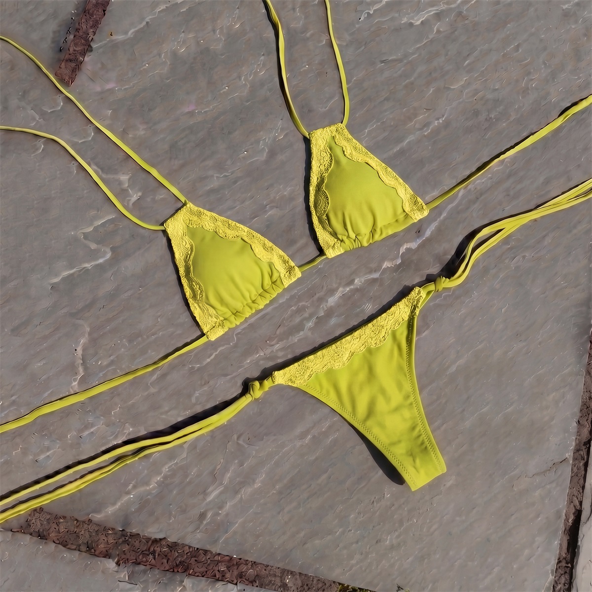 Lace 3Pcs Sexy Bikini Sexy Wom - Swim Cover Up Mesh 评论和价格