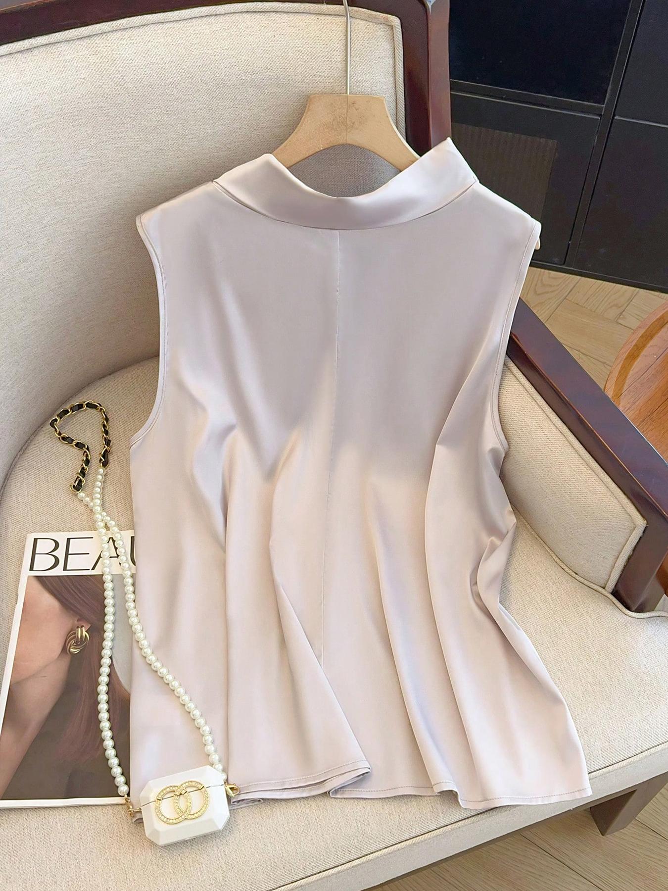 【Plus Size】 Solid Color Tie Fr - Summer Clothing Plus Size 评论和价格