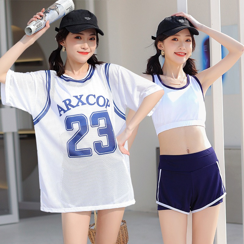 Women's 3 Piece Swim Set White - Swim Cover Up Mesh 评论和价格