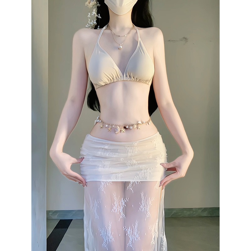 Elegant White Floral Mesh 4 Pi - Swim Cover Up Mesh 评论和价格