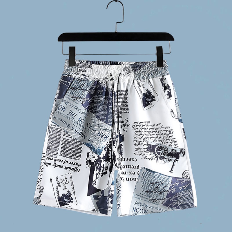 Men's Newspaper Printed 2-piec - Beach Shirt Hawaiian 评论和价格