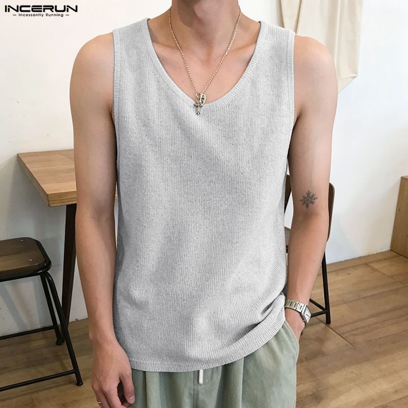 INCERUN Men's Tank Tops Solid  - Summer Clothing Colors 2026 评论和价格