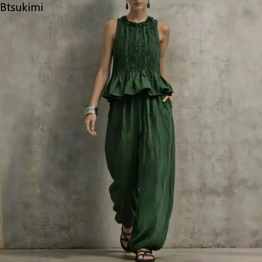 Simple Ruffle Hem Sleeveless T - Summer Vacation Clothing Women 评论和价格