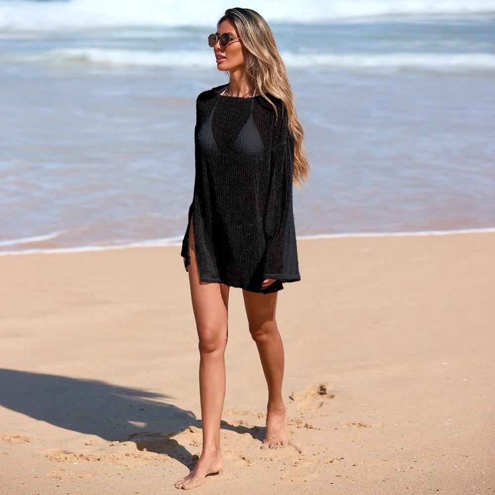 Women's Fashion Sheer Beach Dr - Swim Cover Up Mesh 评论和价格