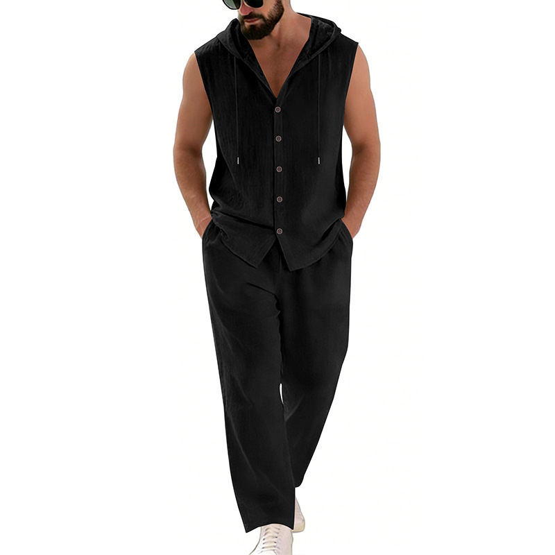 Men's Casual Linen Suit Hooded - Summer Clothing Mens 评论和价格