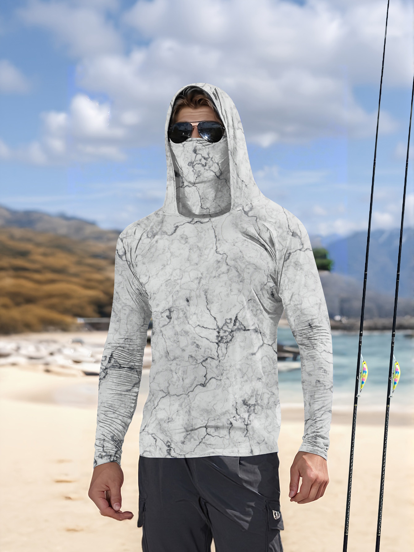 Men Hood Fishing Shirt long sl - Summer Clothing Mens 评论和价格