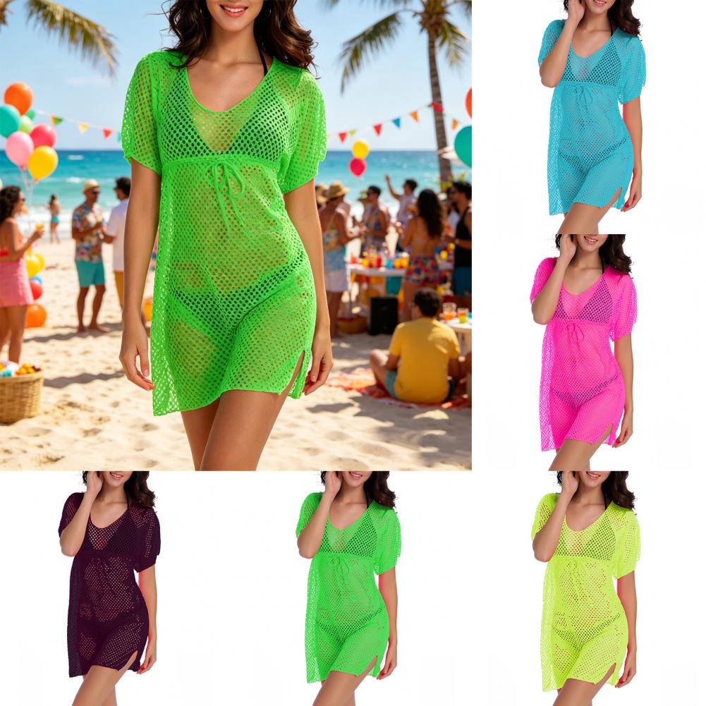 Bikini Cover Up Drawstring Swi - Swim Cover Up Mesh 评论和价格