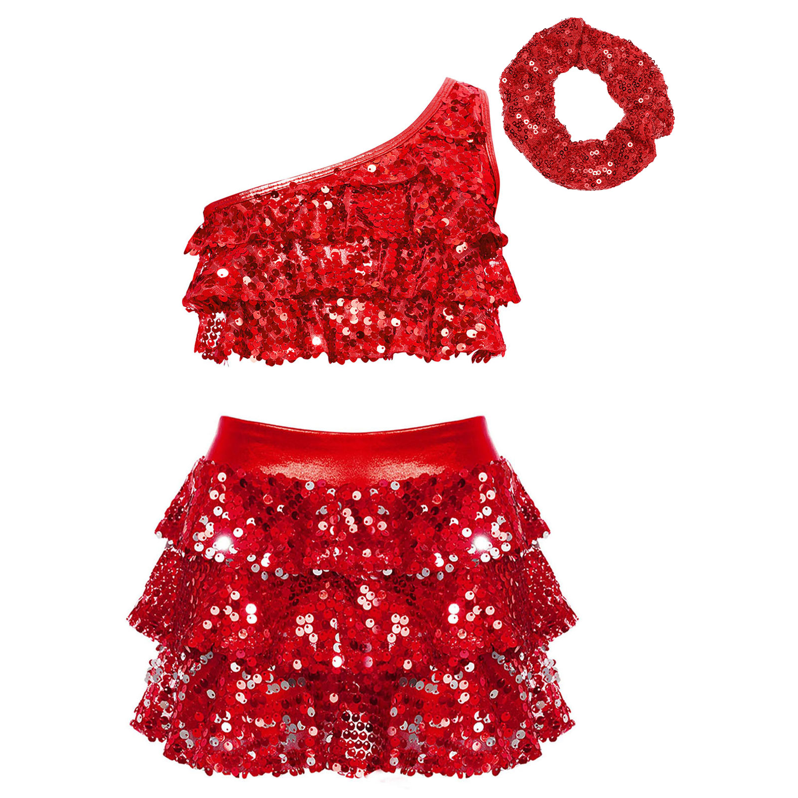 Kids Girls Shiny Sequins Latin - Summer Clothing Girl 评论和价格