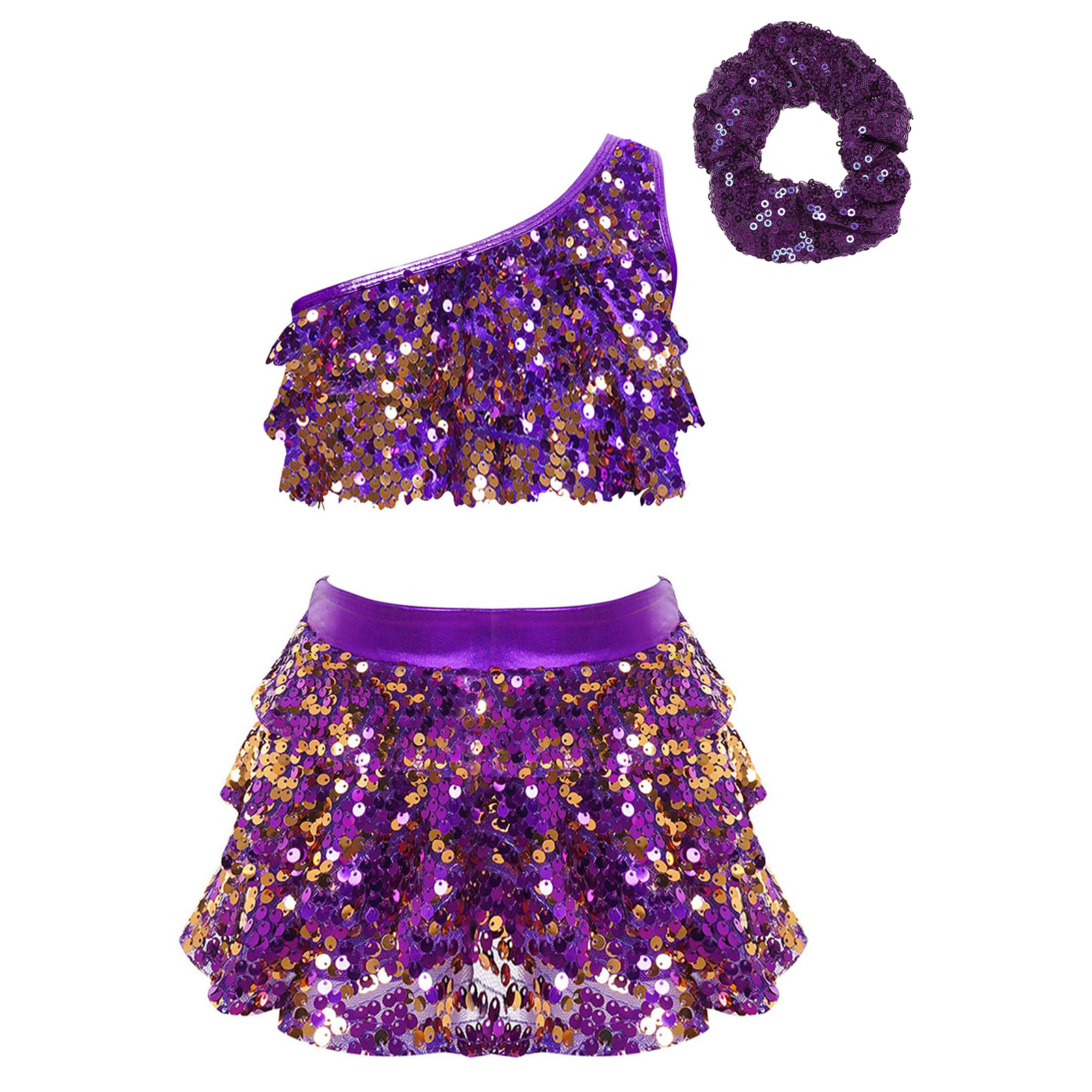 Kids Girls Shiny Sequins Latin - Summer Clothing Girl 评论和价格