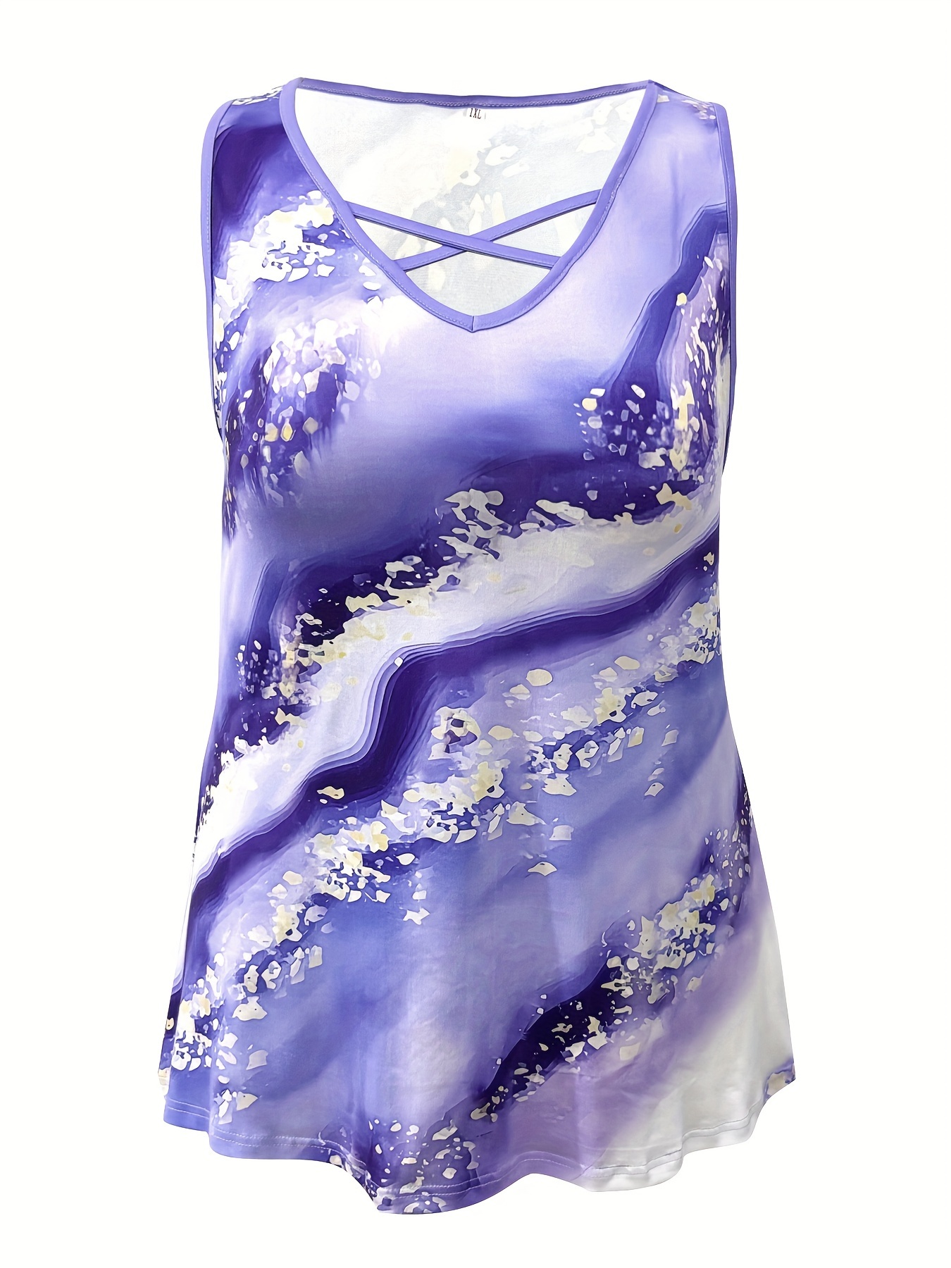 Plus Size Marble Print Tank To - Summer Clothing Plus Size 评论和价格