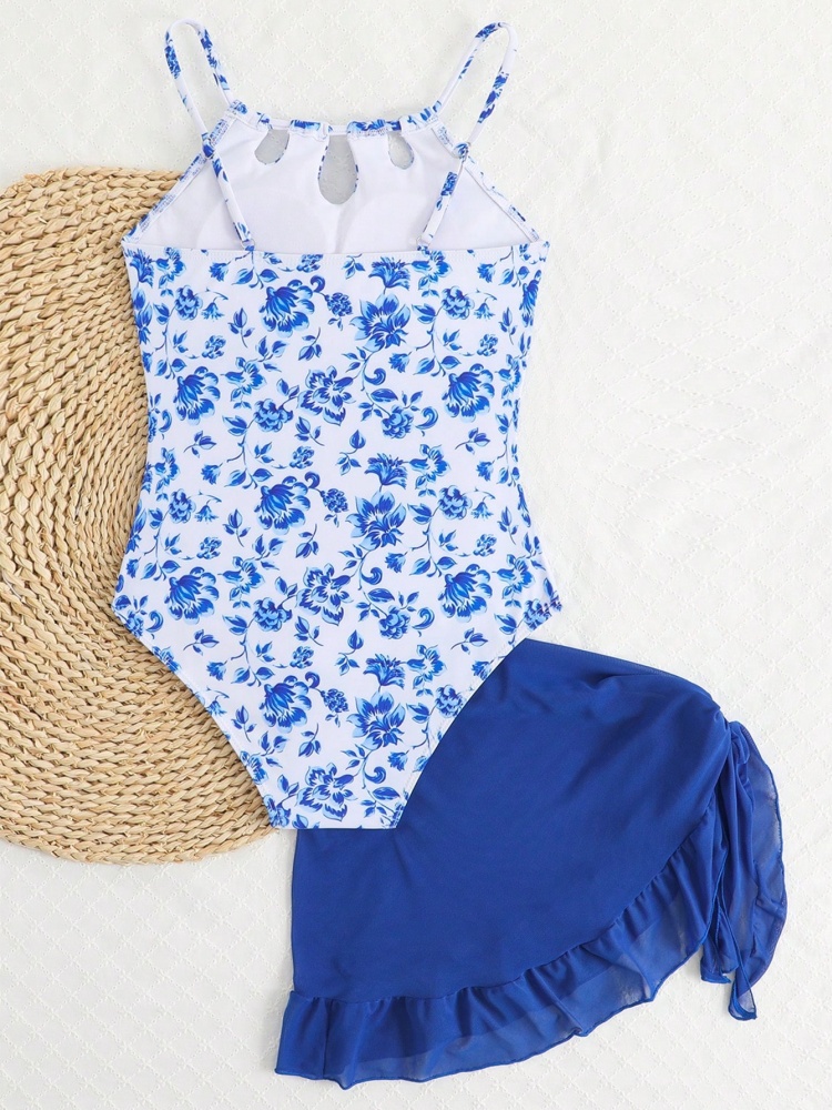 One Piece Girls Kids Swimsuit  - Swim Cover Up Mesh 评论和价格